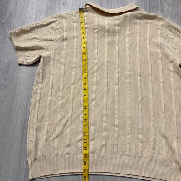PJ Paul Jones Mens Polo Shirt Beige Textured Knit Short Sleeve Casual Golf XL - Picture 9 of 14